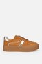 Women's Tan Suede Lace-Up Thick Sole Sports Shoes