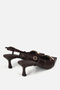 Women's Brown Pointed Toe Gold Buckled Open Back Stiletto Heel U Shoes - 3