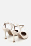 Women's Bone Patent Leather Pointed Toe Ankle Strap Stiletto Heel U Shoes - 3