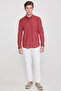 Men's Claret Red 100% Cotton Oxford Slim Fit Buttoned Collar Flared Shirt - 2