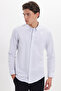 Slim Fit Long Sleeve Cotton Easy-Iron Striped Men's White Shirt - 7