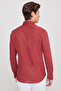 Men's Claret Red 100% Cotton Oxford Slim Fit Buttoned Collar Flared Shirt - 5