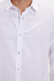 Men's Slim Fit Slim Fit Long Sleeve 100% Cotton Linen Texture White Shirt with Epaulettes - 4