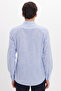 Men's slim fit 100% cotton striped long sleeve shirt with linen effect in cobalt blue. - 7