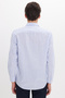 Men's Regular Fit Comfortable Cut 100% Cotton Striped Linen Effect Light Blue Shirt - 7