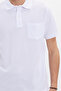 Men's Regular Fit Classic Cut 100% Cotton Plain Pique White Polo Neck T-Shirt with Pockets - 4