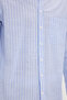 Men's Regular Fit Classic Cut Oversize Long Sleeve 100% Cotton Linen Texture Striped Blue Shirt with Pockets - 6