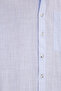 Men's Regular Fit Classic Cut Oversized 100% Cotton Linen Texture Single Pocketed Striped Short Sleeve Blue Shirt - 5