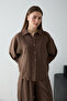 Kahverengi Oversize Gömlek Pantolon Alt - Üst Takım TWOSS26AU00179 - 2