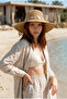 Women's Camel Ribbon and Pearl Straw Hat Hsr2071 - 3