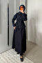 Women's Ornamental Stitching Detail Denim Suit Navy Blue - 2