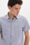 Men's regular fit classic cut cotton short sleeve houndstooth gray shirt - 7