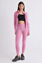 Pembe Soft Fırçalı Kumaş Reflektör Baskı Detaylı Tam Boy Örme Spor Tayt THMAW25TY00020 - 2