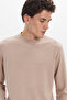 Men's Standard Fit Regular Cut Long Sleeve Extra Soft Modal Fabric Crew Neck Dark Mink Sweatshirt - 3