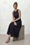 Sleeveless A-Line Midi Denim Dress