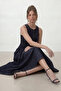 Sleeveless A-Line Midi Denim Dress - 5