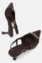 Women's Brown Pointed Toe Gold Buckled Open Back Stiletto Heel U Shoes - 6