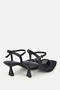 Women's Black Pointed Toe Mesh Ankle Strap Medium Heeled Shoes - 4