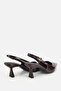 Women's Brown Pointed Toe Patent Leather Open Back Medium Heeled Shoes - 4