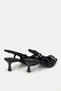 Women's Black Buckle Detail Pointed Toe Open Back Thin Short Heeled Shoes - 4