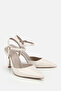 Women's Bone Patent Leather Pointed Toe Ankle Strap Stiletto Heel U Shoes - 2