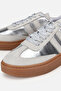 Women's grey silver metallic lace-up sneakers - 3
