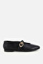 Women's Black Gold Buckled Band Ring Ballet Flats