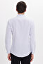 Slim Fit Long Sleeve Cotton Easy-Iron Striped Men's White Shirt - 5