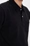 Men's Regular Fit Classic Cut 100% Cotton Plain Pique Black Polo Neck T-Shirt with Pockets - 4