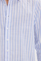 Men's Regular Fit Comfortable Cut 100% Cotton Striped Linen Effect Light Blue Shirt - 6