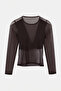 Brown Sandy Blouse with Buckle Front on the Back and Trans Tulle Covered Sleeves Tdrss26Bz00038 - 6