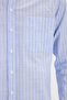 Men's Regular Fit Classic Cut Oversize Long Sleeve 100% Cotton Linen Texture Striped Blue Shirt with Pockets - 5