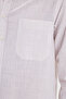Men's Regular Fit Classic Cut Oversized Long Sleeve 100% Cotton Linen Texture Single Pocketed Striped Shirt - 4