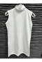 2 Pieces Black and White Color Turtleneck Throat Zero Sleeve (SLEEVELESS) Cotton Bodysuit - 2