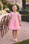 Girl's Bow Detailed Summer Balloon Dress Pink Pink