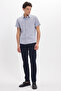 Men's regular fit classic cut cotton short sleeve houndstooth gray shirt - 2