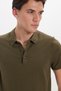Men's Slim Fit Slim Fit Cotton Knitted Knitwear Khaki Polo Neck T-Shirt - 3