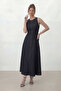 Sleeveless A-Line Midi Denim Dress - 4
