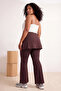Brown Soft Brushed Fabric 2 Piece Skirted Flared Large Size Leggings Tbbss26Bv00003 - 2