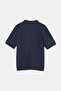 Koyu Lacivert Regular Kesim Dokulu Fermuarlı Triko Polo Yaka T-shirt TMNSS26PO00037 - 6