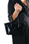 1375 Black Crinkled Patent Leather Women's Shoulder Bag