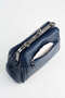 Women's Navy Blue Butterfly 4-Compartment Lined Handbag and Shoulder Bag with Zipper Closure - 7