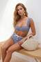 Dark Navy Blue Textured Covered High Waist Regular Bikini Bottom with Accessories Tbess21Ba0167 - 2