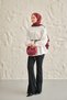 Women's Regular Poplin Shirt with Court Collar, Pleated Detail, Floral Buttons, Leather Rope Belt, White - 5