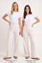 Ekru Yüksek Bel Wide Leg/Geniş Paça Pilili Dokuma Kumaş Pantolon TWOAW21PL0076 - 2