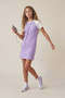 Lila Kısa / Mini Bodycon Kalıp Bisiklet Yaka Kız Çocuk Elbise TKDSS26EL00025