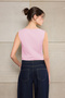 Pembe Fitted/Vücuda Oturan Kayık Yaka Kolsuz Pamuklu Esnek Örme Bluz TWOSS26BZ00035 - 3