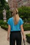 Women's Baby Blue Short Sleeve Shirt Arm-19Y001088 - 2