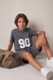 Anthracite Printed Acid Washed Boys' Knitted Top and Bottom Set Tkdss26Au00047