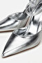 Women's silver pointed-toe ankle-strap Stiletto Heel elegant evening shoes - 4